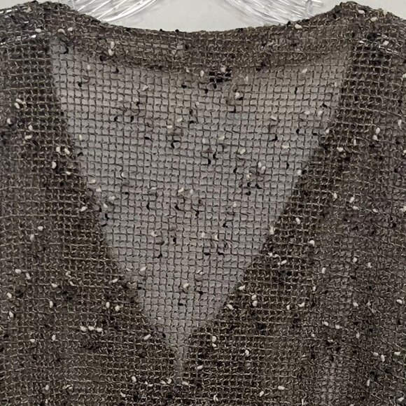 Nina Leonard Open Knit Bolero Cardigan Nina Leonard Large Brown Button Closure - Picture 6 of 11